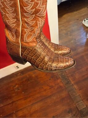 Tony Lama Brown hornback caiman Western Boots